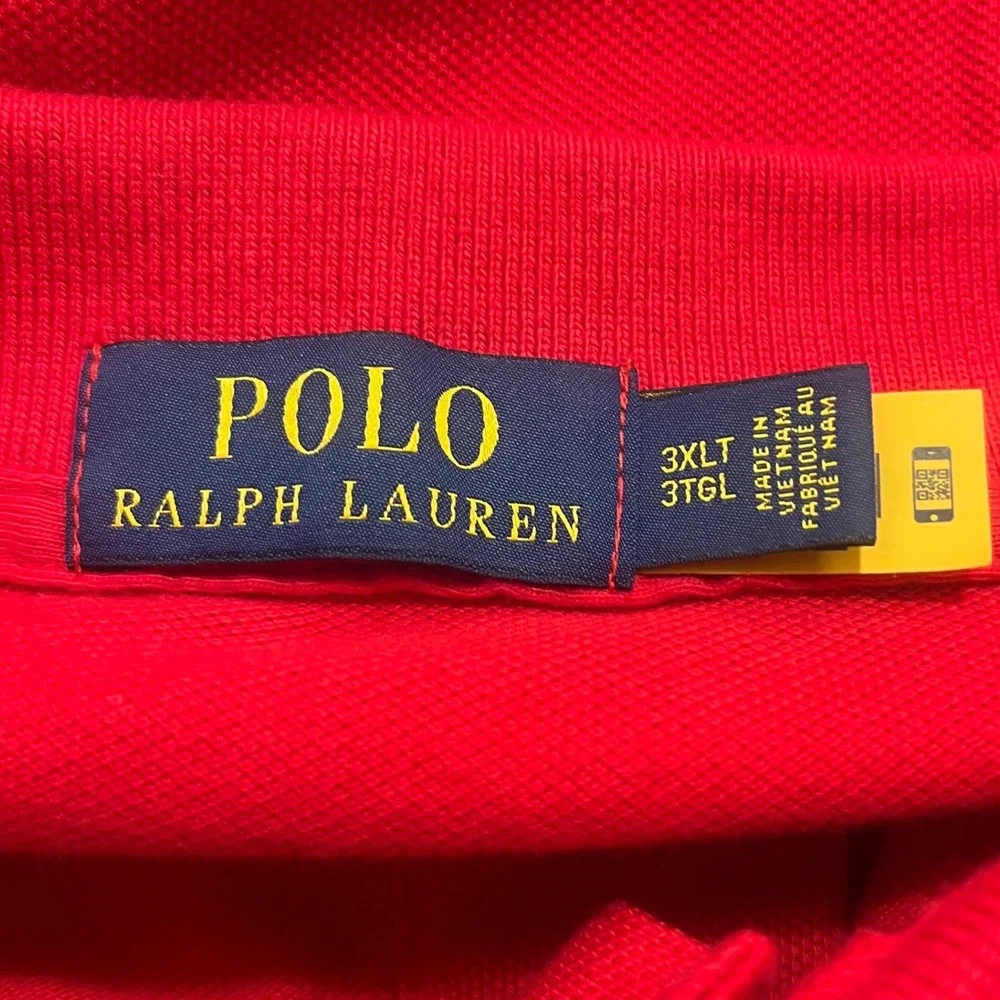 Polo Ralph Lauren Red Short Sleeve Polo Shirt Black Pony Size 3XL Tall Preppy